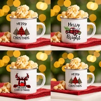 merry christmas print creative enamel coffee tea wine drink mug dessert hot cocoa milk cup cake mugs handle drinkware xmas gifts