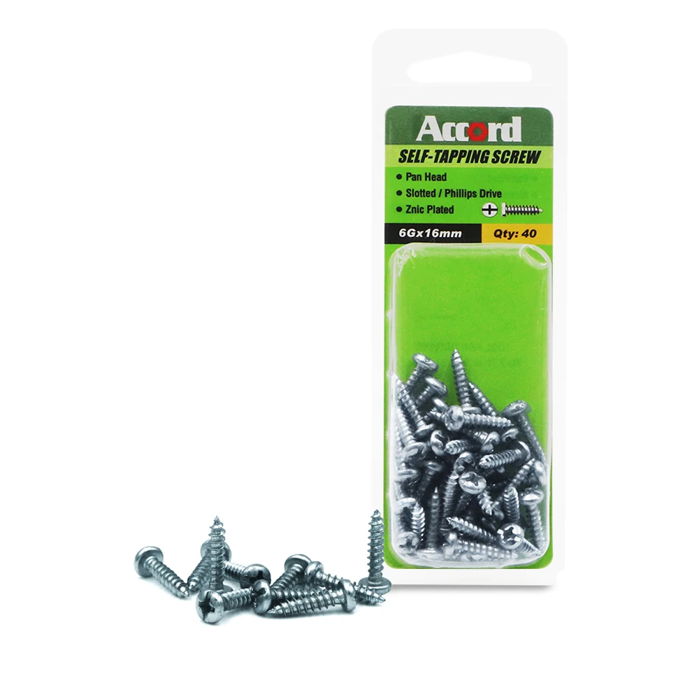 

ACCORD 40PCS Truss Head Self-Tapping Wood Screws 6G M3.5x16mm Zinc Plated with Storage Box Galvanized Steel Fasteners Home DIY