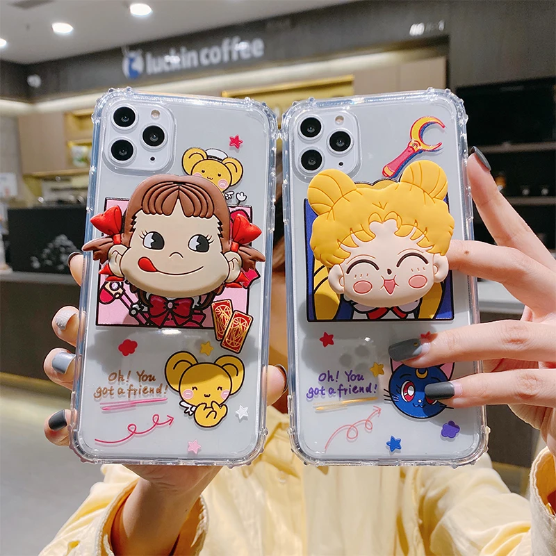 Мягкий чехол для iphone 11 pro max sailo moon прозрачный с подушкой безопасности Сакура XS XR X 6