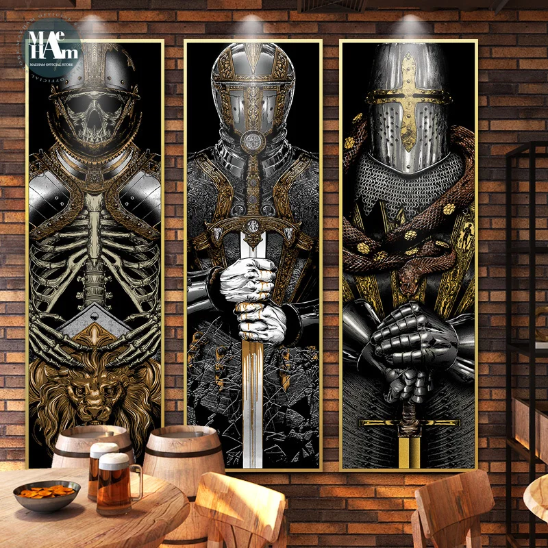 Скандинавский рыцарь Тигр Лев плакаты и принты на холсте художественная