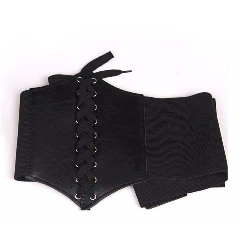 

2021 Corset Wide Pu Leather Belt Cummerbunds Strap Belts for Women Elastic Tight High Waist Slimming Body Shaping Girdle Belt