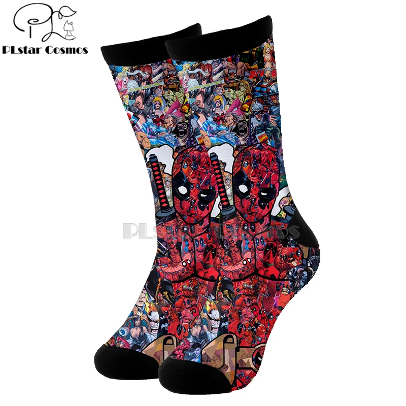 Plstar Cosmos комиксы Marvel Капитан Америка Симпсоны хлопковые носки мультфильм 3d печати носки высокие носки для мужчин и женщин высокого качества