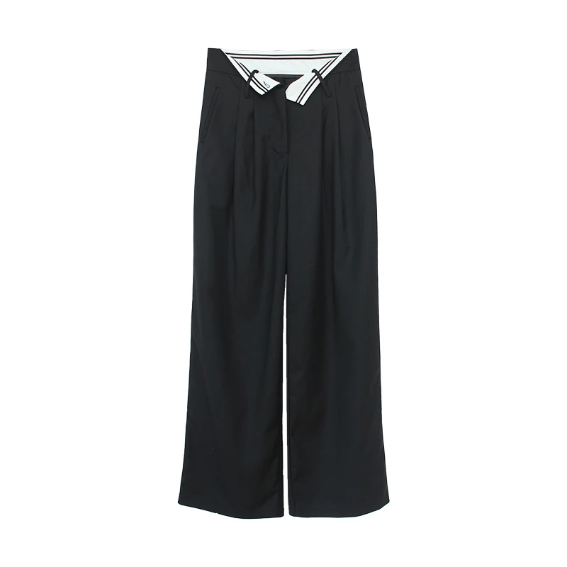 Women Summer Wide Leg Pants Korean Chic Solid Black White Knee Length Pocket Loose Trousers Casual Femininos Streetwear | Женская одежда