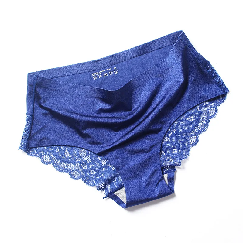 Бесшовные трусики XXXL нижнее белье Для женщин сексуальный Ice Silk трусики для девушек размера плюс женской модной обуви кружева спандекс трусы с низкой талией Панталоны