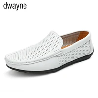 summer genuine leather mens shoes casual luxury brand men loafers hollow out breathable driving shoes slip on moccasins ghn6