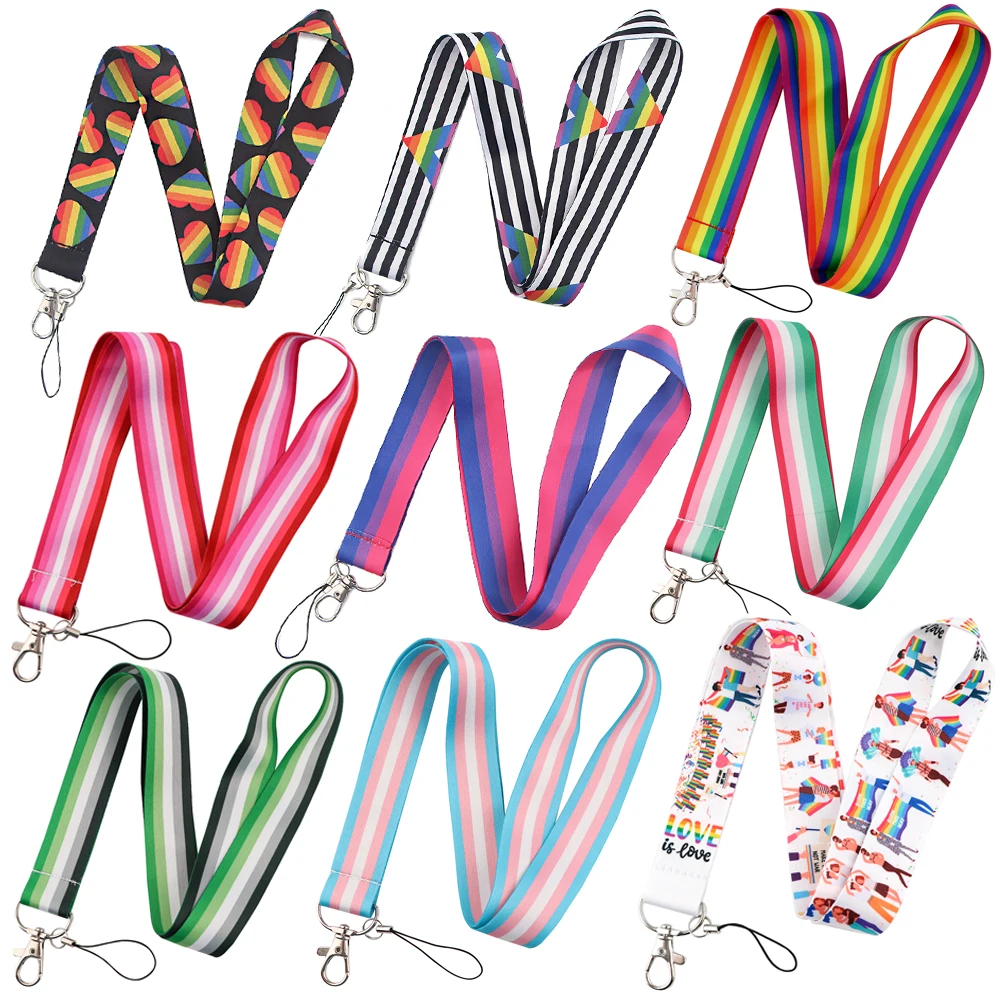 Радужные ремешки для телефона LX1025 бисексуальная лента шейный ремешок