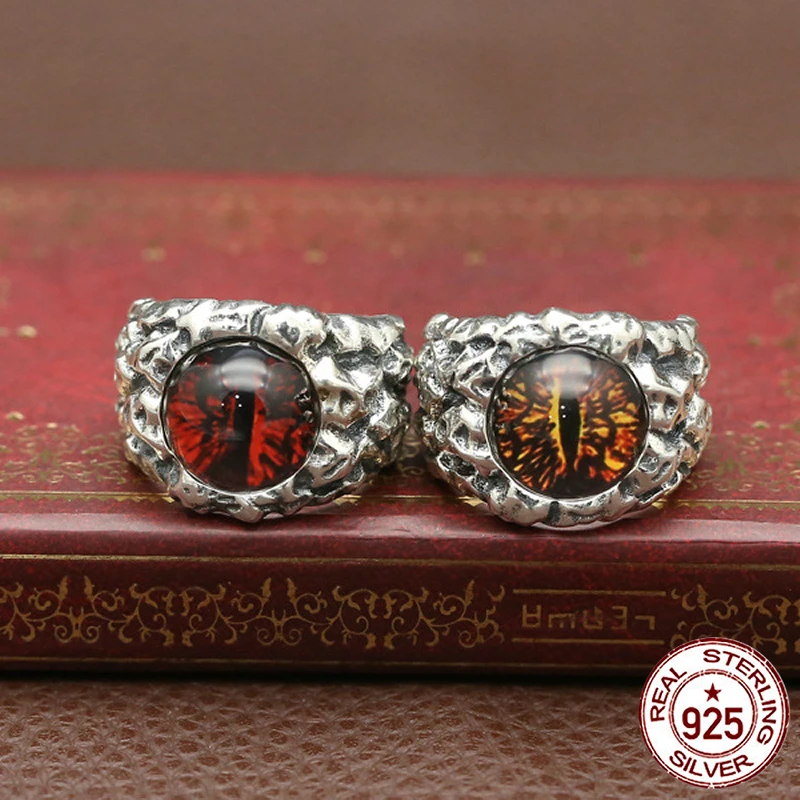 

100% S925 sterling silver men's ring personality fashion classic jewelry punk style carved eye shape to send a gift of love hot