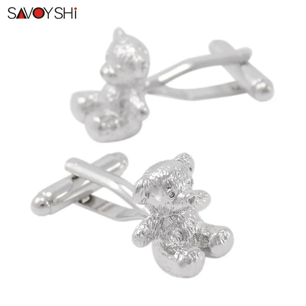 Запонки SAVOYSHI в виде мишки тедди для мужчин высококачественные металлические