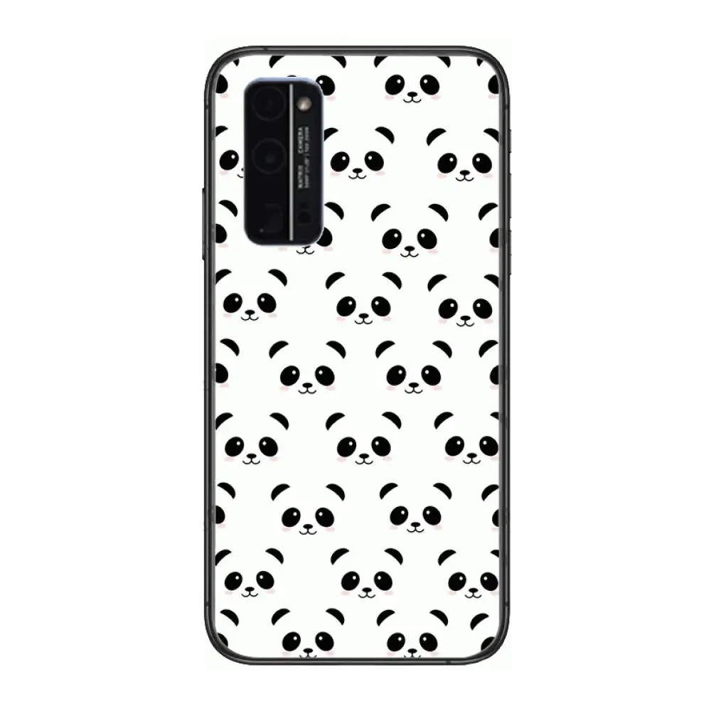 

Cute panda animal Phone Case Hull For Huawei Honor 8 9 10 20 30 A S Lite Pro 5g i Black Back Soft Cell Cover Pretty