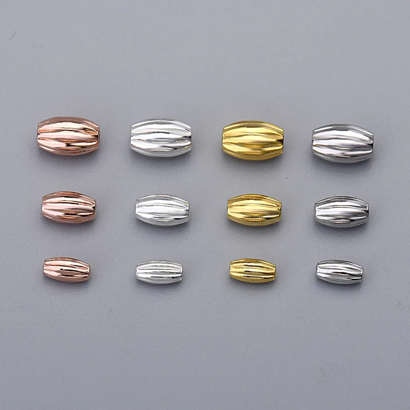 

10PCS 925 Sterling Silver Olive Oval Spacer Beads for DIY Bracelet Making S925 Fine Jewelry Finding