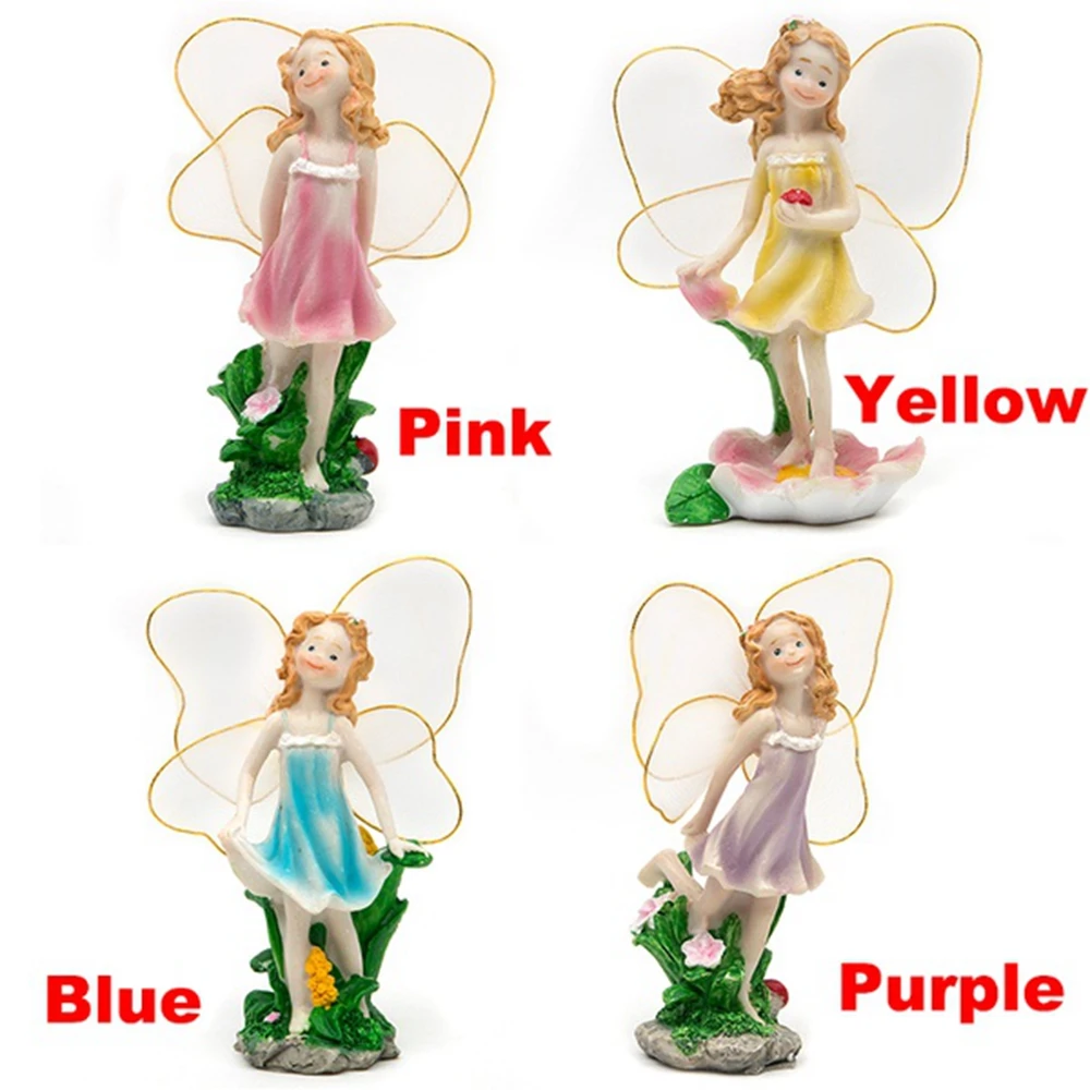 

4 Pcs Flower Fairies Resin Figures Crafts Bonsai Dollhouse Miniatures DIY Fairy Garden Home Collectibles Desktop Decor Gifts