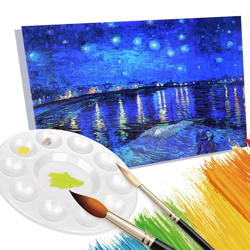 

HOT-30 Pcs Round Paint Tray Palettes Plastic for Acrylic Oil Watercolor Craft DIY Art Painting Palettes