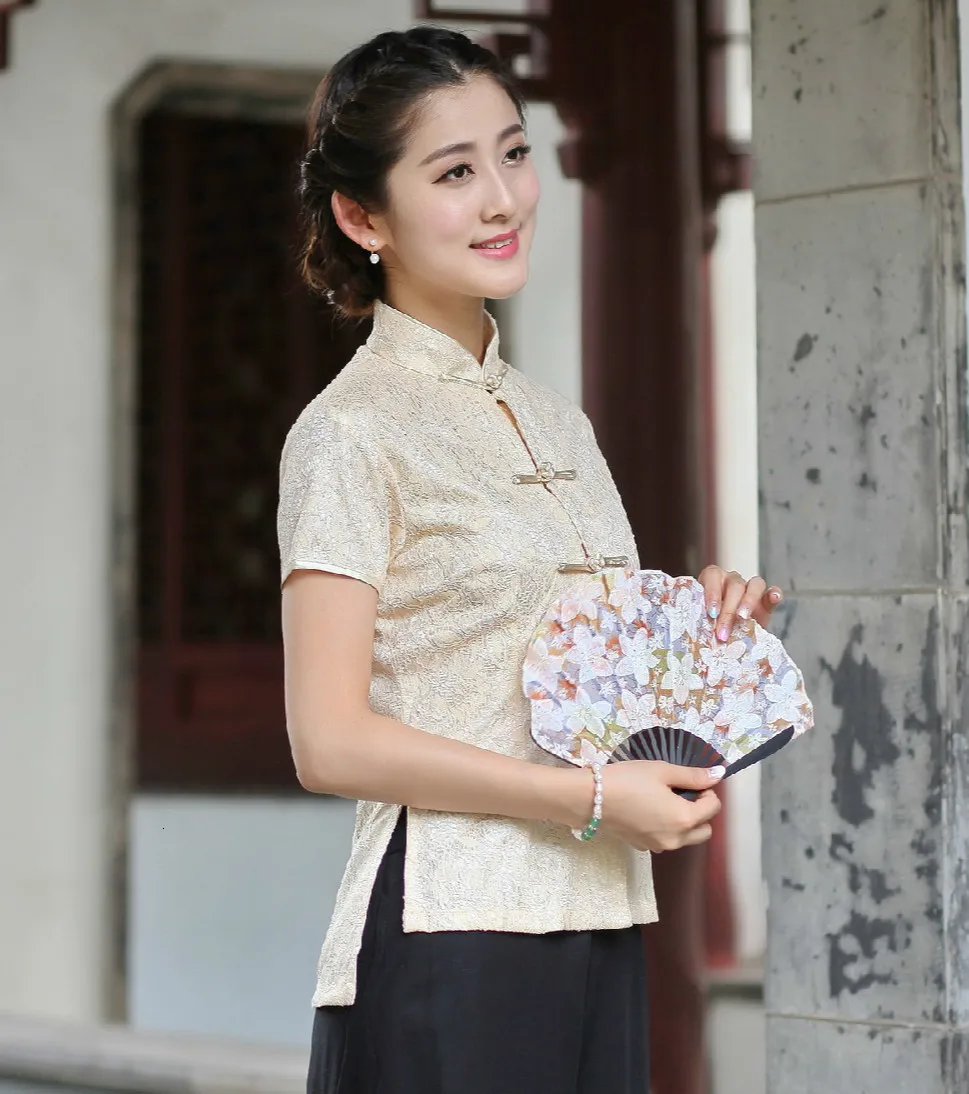 Женские ботинки в традиционном китайском стиле топ с воротником мандарин для Qipao