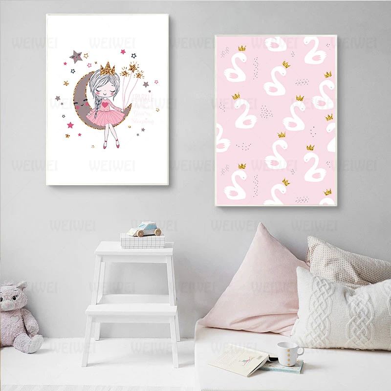 Маленькая принцесса холст детский постер детская комната настенный