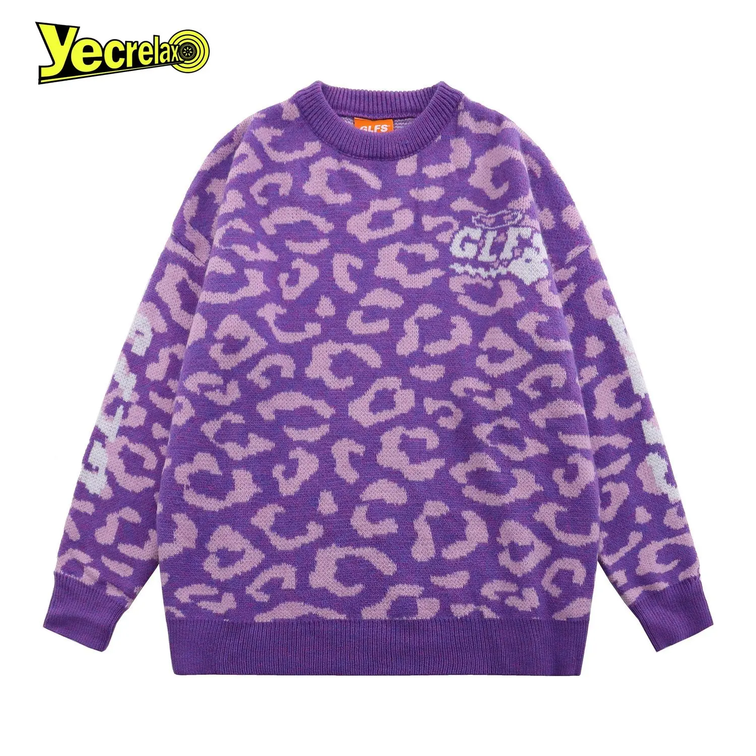 Мужской вязаный свитер на осень и зиму с длинным рукавом принтом плотные розовые