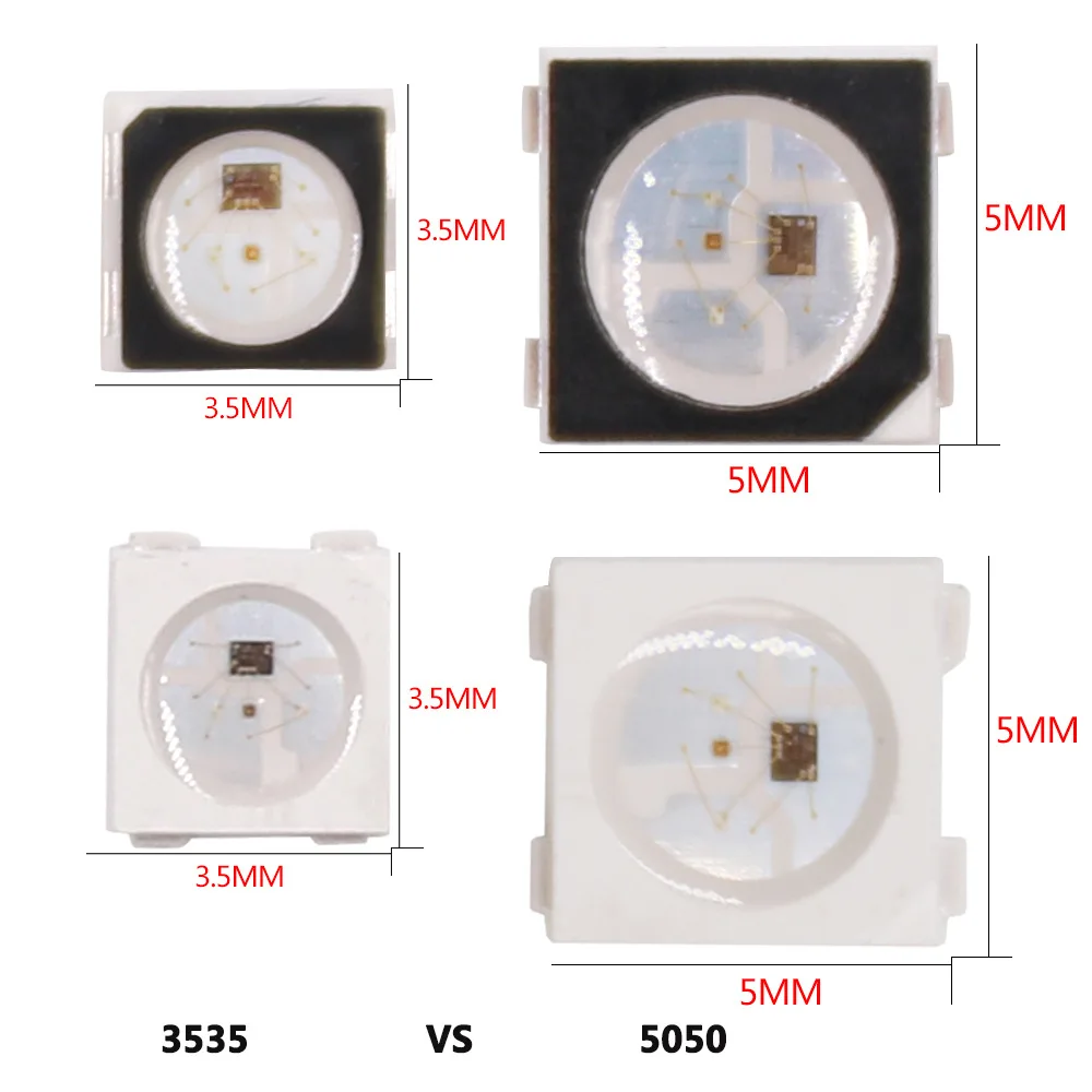 

Индивидуально адресуемый светодиодный чип SK6812 Mini 100 SK6812 1500 SMD RGB, 3535-5050 шт., цифровые пиксели, белый/черный как WS2812B светодиодный 5V
