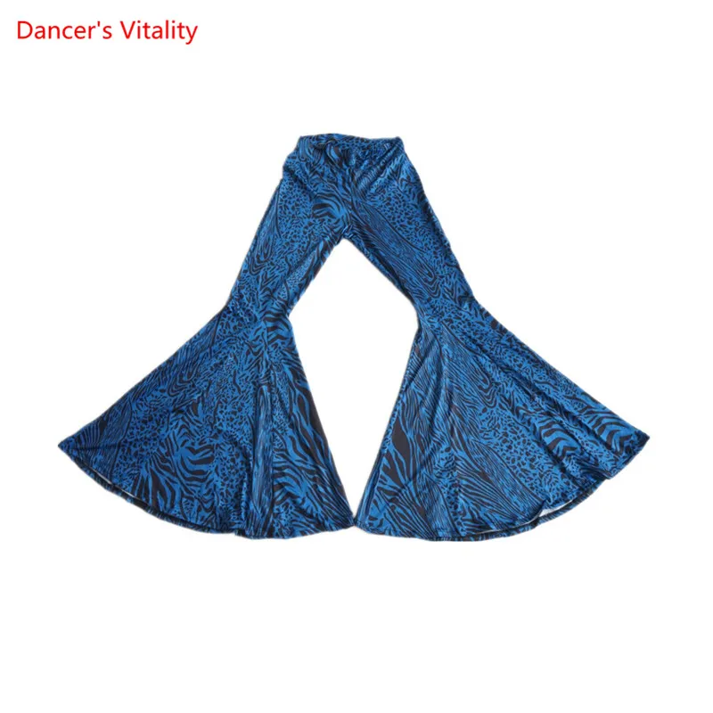 

Belly Dance Suit Female Adult Sexy Leopard Print Sling Top Bell Bottom Pants Practice Clothes Performance Shirt Trousers
