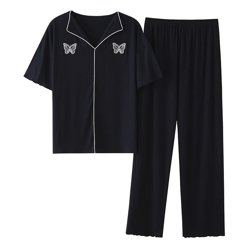 

2021women sleepwear modal pajamas women summer thin short-sleeved trousers two-piece suit simple and cool sleepwear women