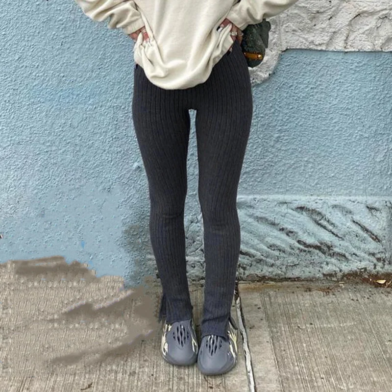 

CHRONSTYLE Sexy Stacked Leggings Fall Clothes 2022 Women Pants Fashion Outfits Elastic High Waist Side Split Trousers Streetwear