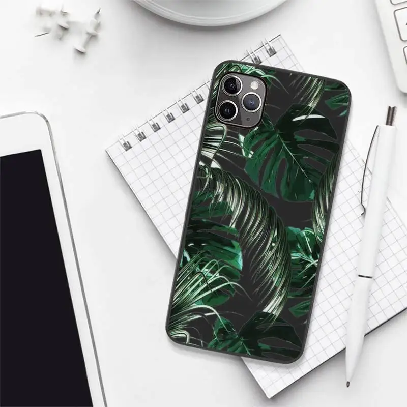 

Vintage Banana Leaves Phone Case Candy Color for iPhone 6 7 8 11 12 s mini pro X XS XR MAX Plus custom protective funda