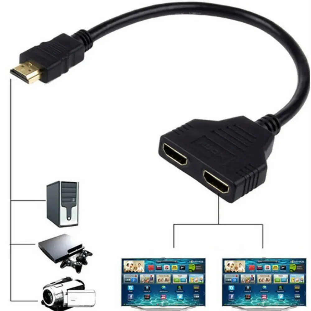 1080P HDMI Splitter Male to Female Cable Adapter Converter HDTV 1 Input 2 Output 2-port Switch | Компьютеры и офис