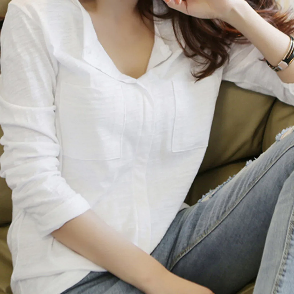 Женская Повседневная рубашка SAGACE модная популярная Однотонная с длинными