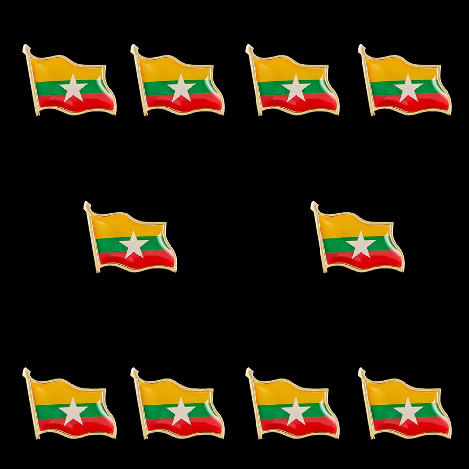 

10PCS Myanmar Zinc Alloy National Flag Lapel Pins brooch Badge Emblem