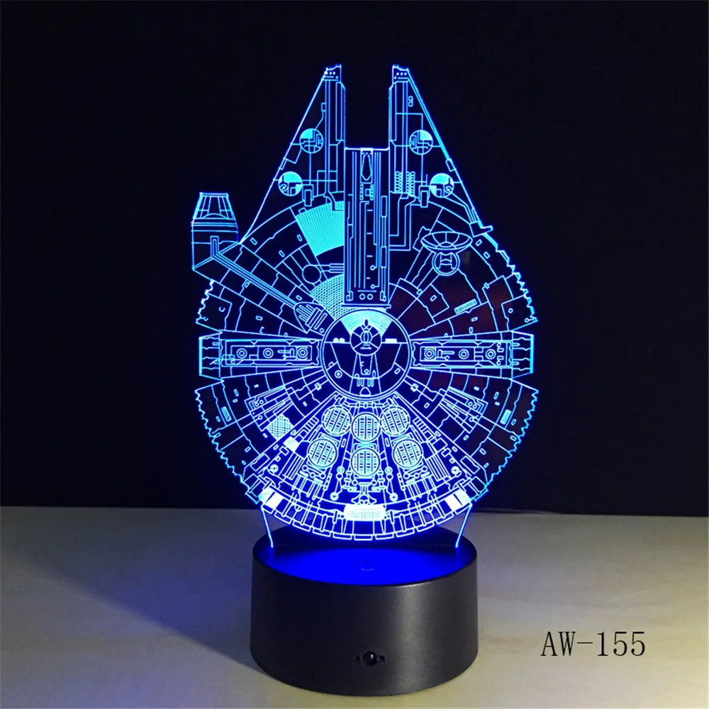 3D светодиодный ночник Falcon из Звездных войн 7 цветов атмосферная лампа новинка