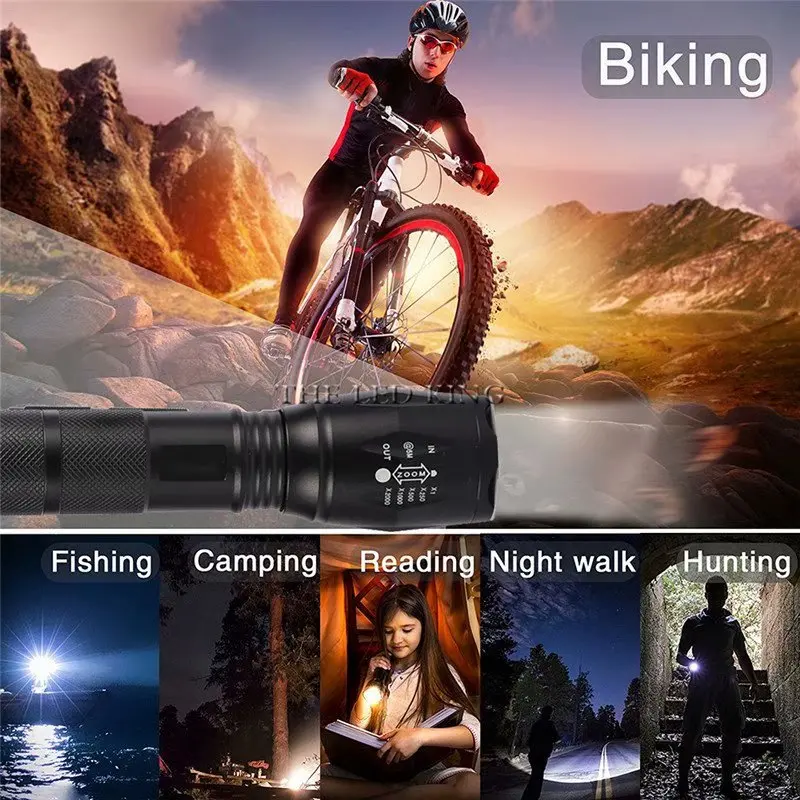 Led Flashlight XML T6 Linterna Torch Outdoor Camping Powerful Mini Rechargeable Zoom 18650 AAA Battery | Лампы и освещение