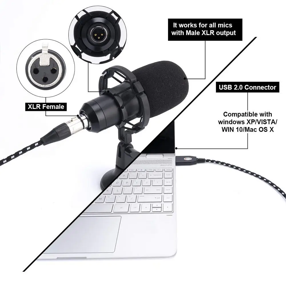 Кабель-переходник с USB на XLR мама для микрофона | Электроника