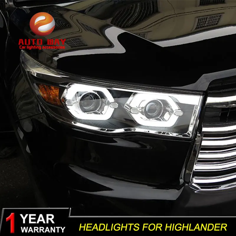 Автомобильный Стайлинг Головной фонарь чехол для Toyota Highlander 2015 2016 LED фары Дневные