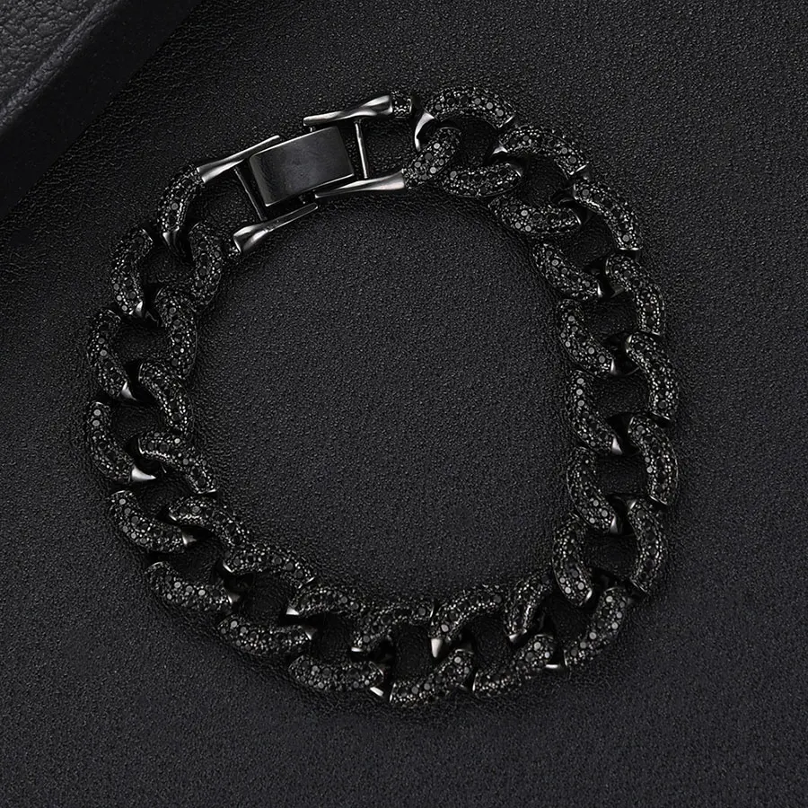H051B Black GODKI, роскошный массивный браслет для женщин, Свадебный, полный кубический циркон, Кристалл CZ, Дубай, серебряный браслет, вечерние ювелирные изделия - Окраска металла: H051B Black