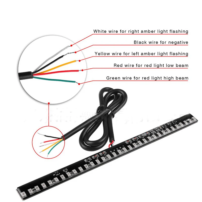 33LED Универсальный мотоциклетный светильник гибкий задний ленточный стоп-сигнал