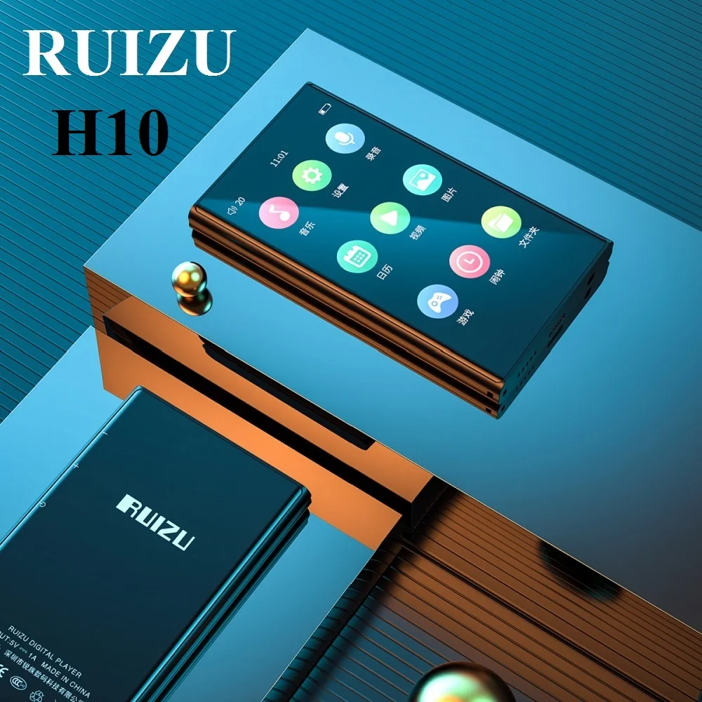 

RUIZU H10 металлический MP4-плеер Bluetooth 5.0 Built-in Speaker 3,8 дюймов сенсорный экран 16 Гб аудио плеер радио Электронная книга запись видео