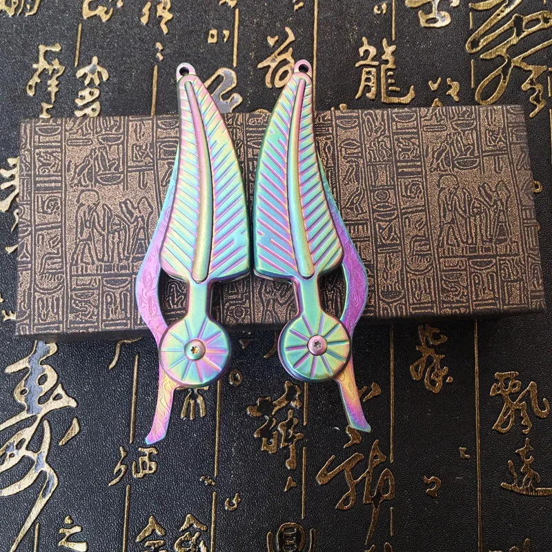 Складной нож из дамасской стали портативный креативный в форме листа острый цвет