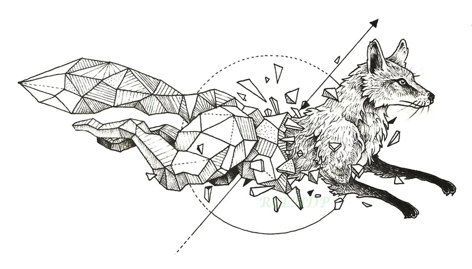 Водостойкая Временная тату lion hawk лиса Кит Сова геометрическое животное флеш