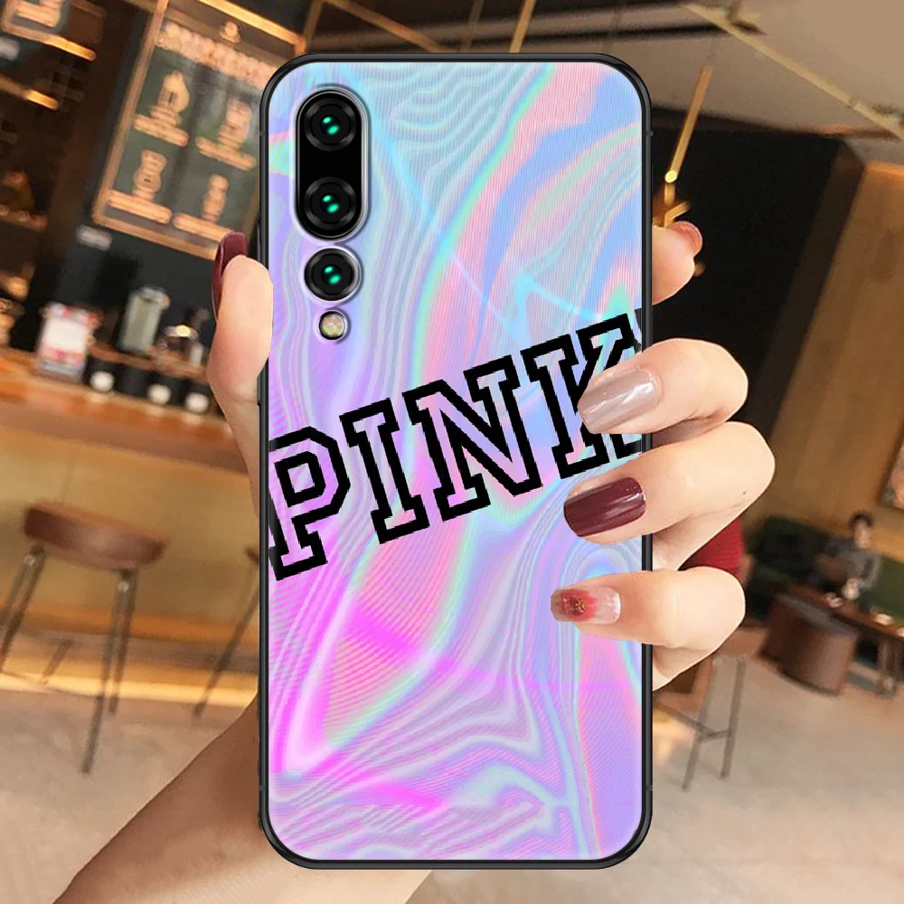 

Fashion pink Love VS Brand Phone case For Huawei P Mate P10 P20 P30 P40 10 20 Smart Z Pro Lite 2019 black silicone funda pretty