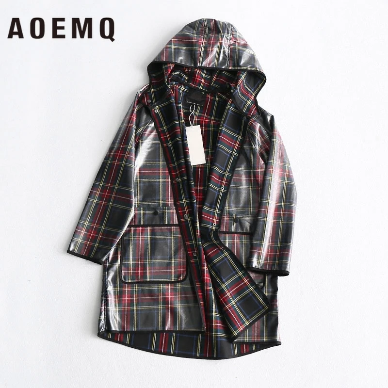 AOEMQ модное пальто в стиле панк дождливый дождевик непромокаемый плед