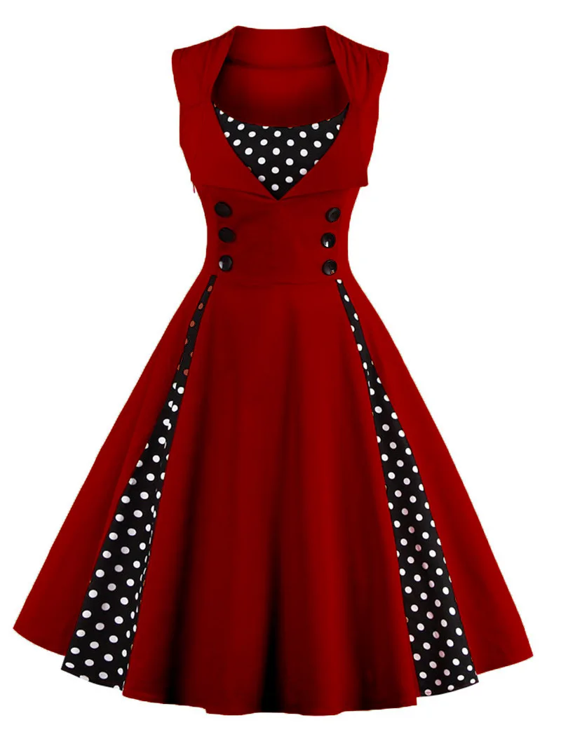 

Hot Selling Women's Patchwork Big Swing Dress Popular 50s Vintage Autumn Dress