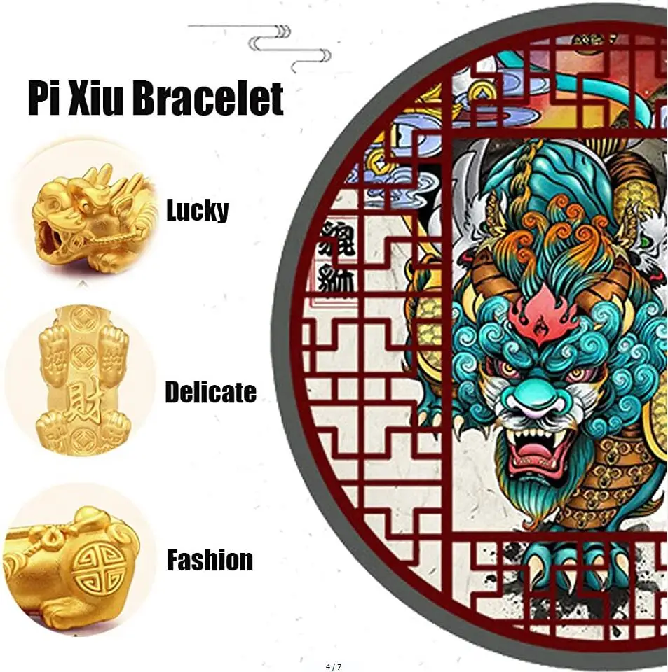 Природные обсидиана шесть символов бусины браслет Lucky Feng Shui Pi Xiu Яо Для мужчин