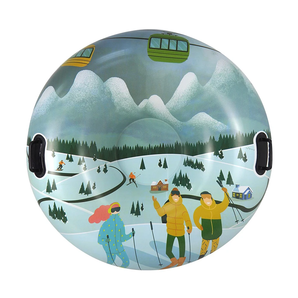 

105 см ПВХ снежные игрушки зимние надувные лыжи круглая ручка прочные взрослые детские снежные кольца лыжные утолщенные плавающие сани