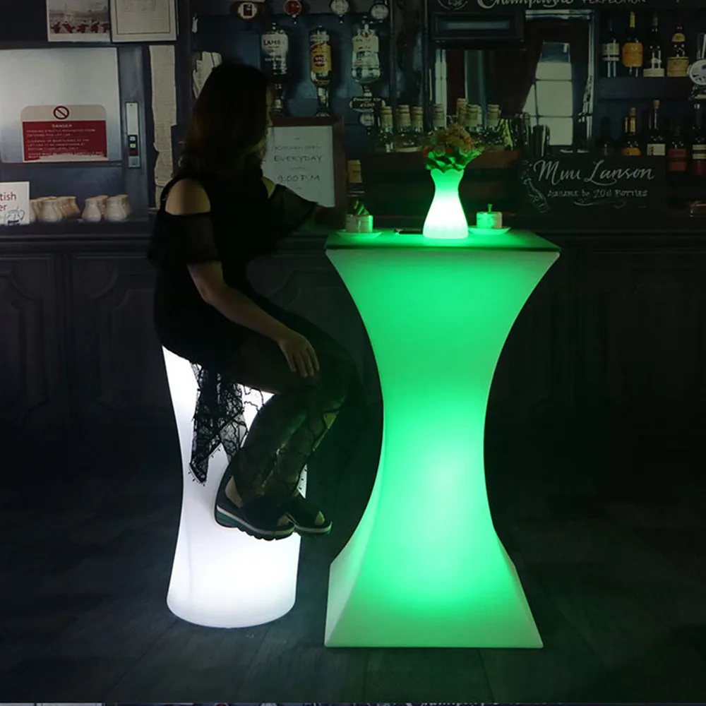 

New Luminous waterproof chair Stool LED bar chair barstool upholstered LED Commercial Bar Furniture Bar Stools