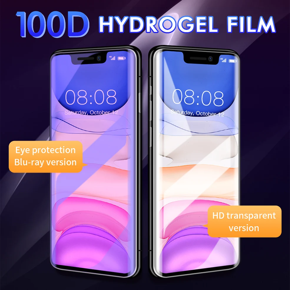 

2PCS 100D Anti-blue light Hydrogel Film For iPhone 11 Pro Max Xr X Xs Max Hydrogel Screen Protector For iPhone 7 8 6 6s Plus
