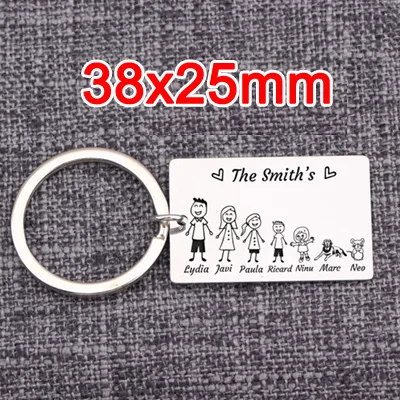38X25mm-Sliver Индивидуальный брелок с именем, персонализированные Семейные брелки с надписью «Love Dad Mom», подарок для родителей, детей, домашних животных, семейные брелки на любом языке, Porte Clef - Цвет: 38X25mm-Sliver