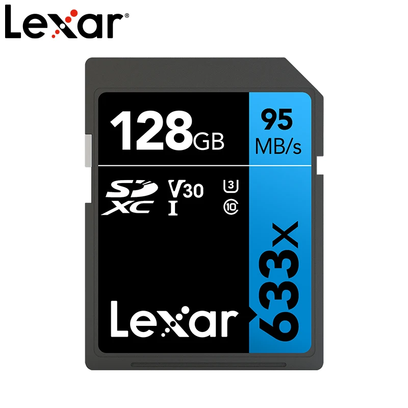 Карта памяти SD Lexar 633X 128 ГБ 256 512 Гб класс 10 V10 U3 SDHC SDXC UHS-I 95 МБ/с./с 32 64 для DSLR HD 1080p 3D 4K