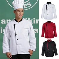 long sleeves chef jacket coat hotel waiters kitchen uniform tops white red black restaurant work wear uniform