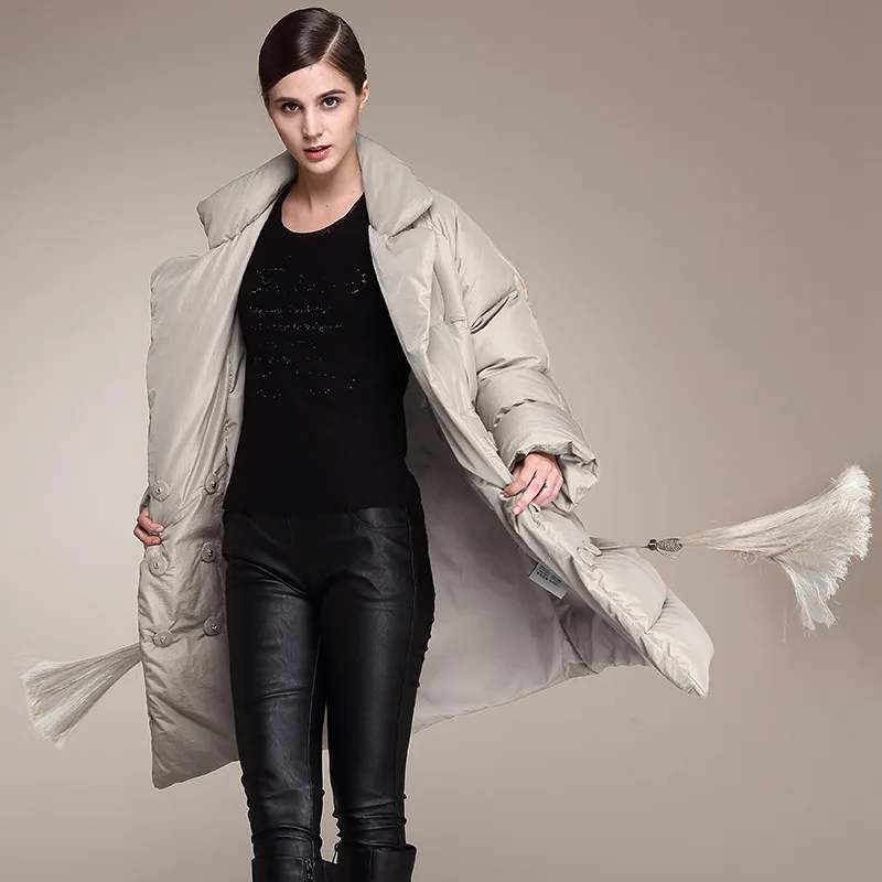 Elifashion женский пуховик размера плюс новинка толстый белый на утином пуху для