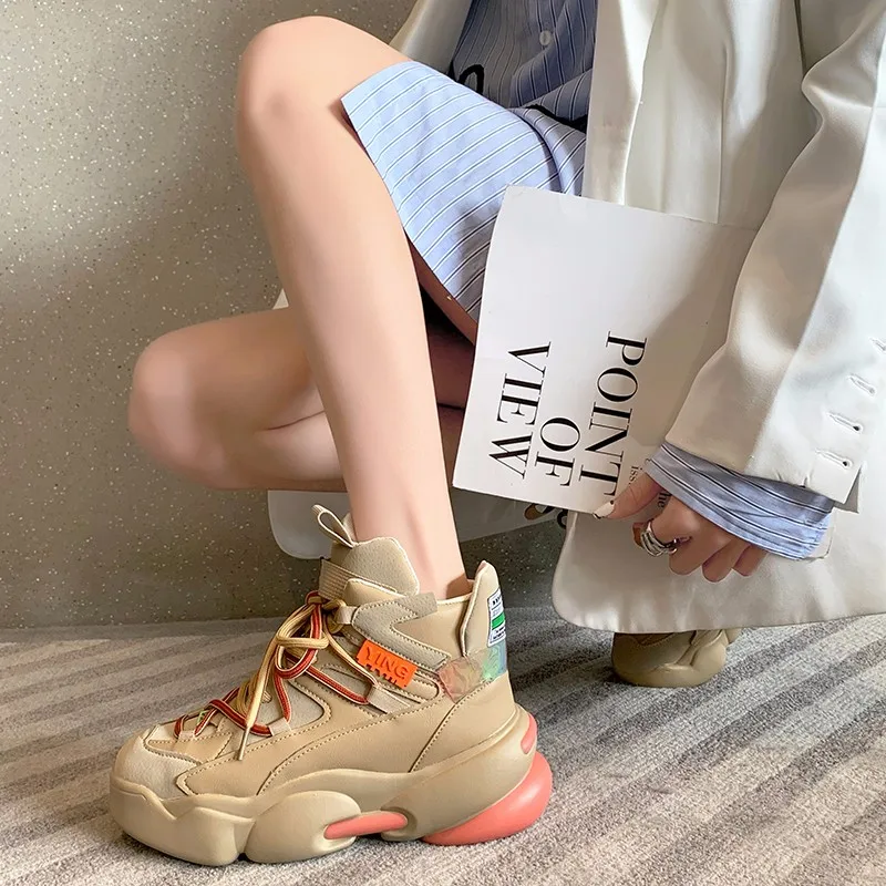 

Массивные кроссовки для женщин, зимние высокие брендовые кроссовки для бега на платформе, женская теплая плюшевая повседневная обувь, женс...