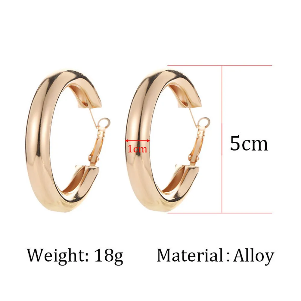 

Punk Earrings Minimalist 50 mm Thick Tube Big Gold Alloy Round Hoop Earrings Europe and America Style Women Earrings kolczyki