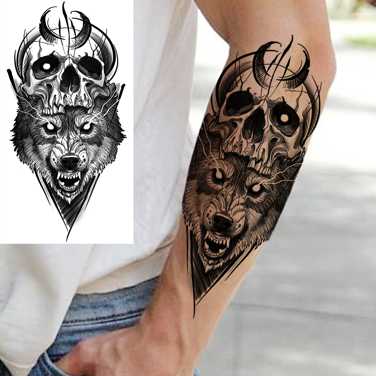 Реалистичные временные татуировки с волчьим лесом для мужчин женщин взрослые
